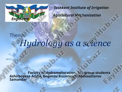 hydrology as a science — PPTX