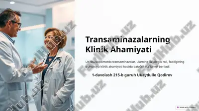 transaminazalarning klinik ahamiyati — PPTX