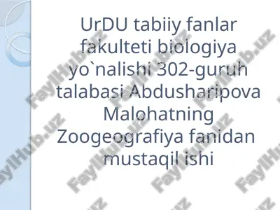 zoogeografiya fanidan mustaqil ishi ucharajdarlar (dracovolans) sistematikasi — PPTX