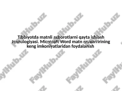 tibbiyotdagi malumotlarni qayta ishlash texnologiyasi — PPTX