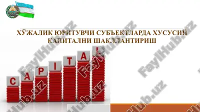 xo'jalik yurituvchi sub'ektlarda xususiy kapitalni shakllantirish reja — PPTX