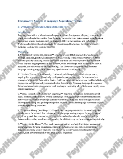 comparative analysis of language acquisition theories — DOCX