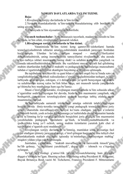 rivojlangan xorijiy davlatlarda ta’lim tizimi — DOCX