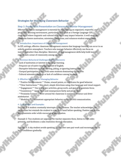 strategies for managing classroom behavior — DOCX