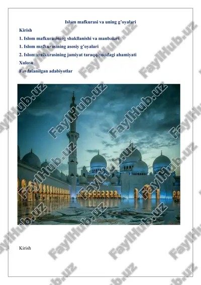 islom mafkurasi va uning g’oyalari — DOCX