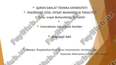 raqobatbardoshlik va innovatsion strategiyalar — PPTX