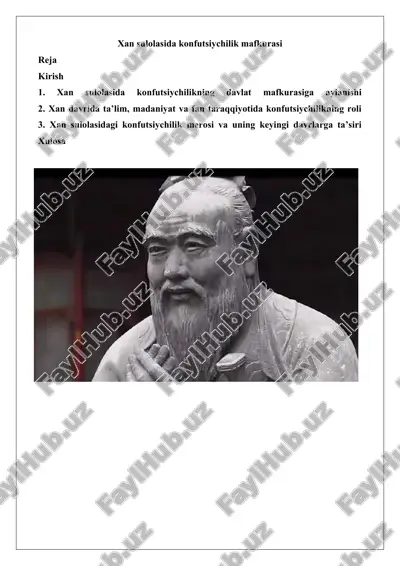 xan sulolasida konfutsiychilik mafkurasi — DOCX