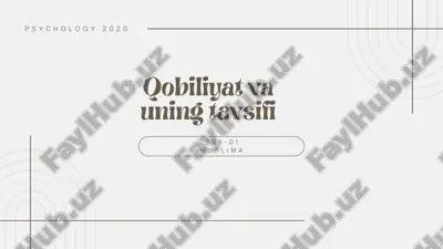 qobiliyat va uning tavsifi — PDF