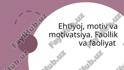 ehtiyojlar va motivatsiya — PPTX
