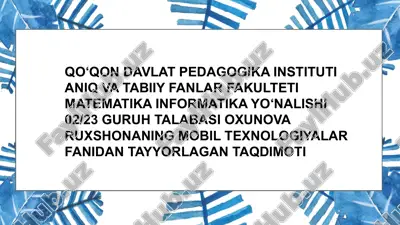 mobicart dasturida mobil texnologiyalar yaratish — PDF