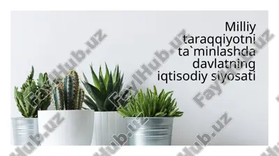 milliy taraqqiyotni ta`minlashda davlatning iqtisodiy siyosati — PPTX