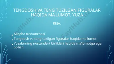 tengdosh va teng tuzilgan figuralar haqida ma'lumot. yuza — PPTX