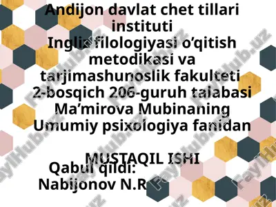xulq-atvorning psixofiziologik asoslari — PPTX