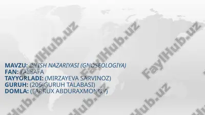 bilishnazariyasi (gnoseologiya) — PPTX