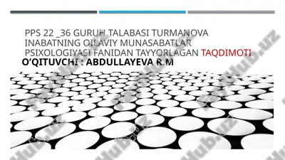 turmanova inabatning oilaviy munasabatlar psixologiyasi — PPTX