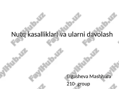 nutq kasalliklari va ularni davolash — PPTX