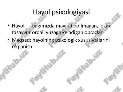 hayol psixologiyasi — PPTX