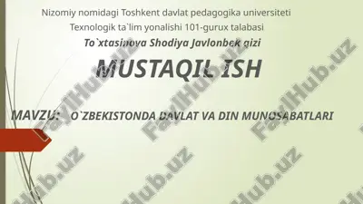 o`zbekistonda davlat va din munosabatlari — PPTX