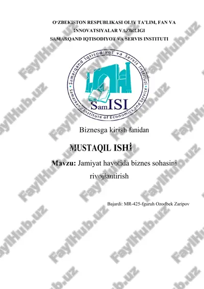 jamiyat hayotida biznes sohasini rivojlantirish — DOCX
