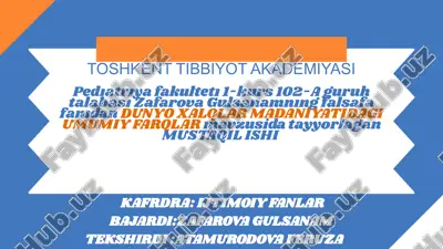 dunyo xalqlar madaniyatidagi umumiy farqlar — PPTX