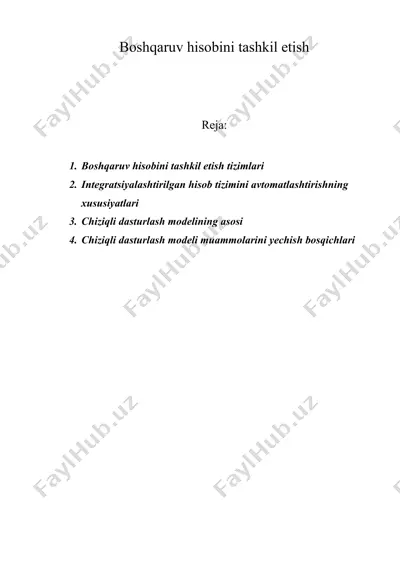 boshqaruv hisobini tashkil etish — DOC
