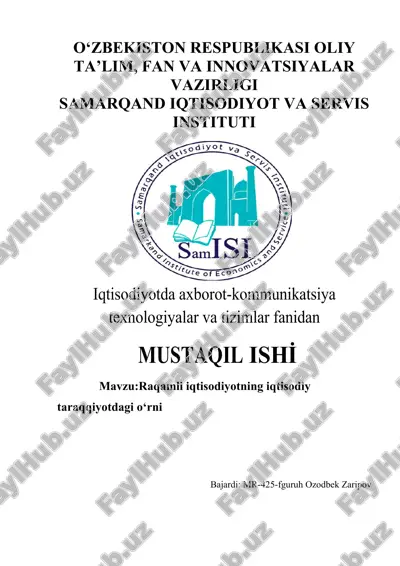 raqamli iqtisodiyotning iqtisodiy taraqqiyotdagi o‘rni — DOCX