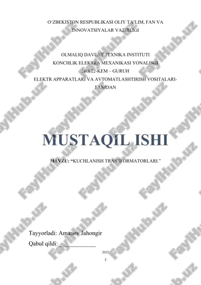 kuchlanish transformatorlari. word — DOCX