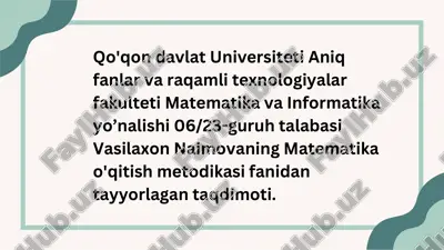matematika o'qitish metodikasi — PDF