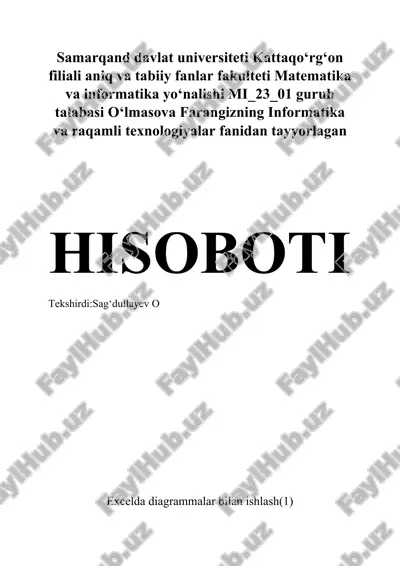 excelda diagrammalar bilan ishlash mavzusida amaliy hisobot — DOCX