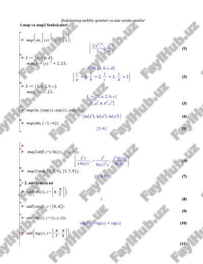 maple paketida funksiyalardan foydalanish — PDF