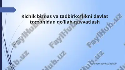 kichik biznes va tadbirkorlikni davlat tomonidan qoʻllab-quvvatlash — PPTX