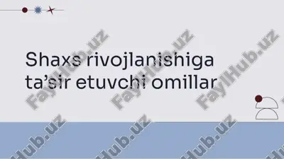 shaxs rivojlanishiga ta’sir etuvchi omillar — PPTX