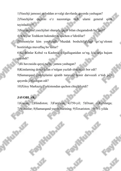 yuechjilar test 10 talik javoblari bilan — DOCX
