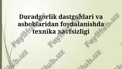 duradgorlik dastgohlari va asboblaridan foydalanish texnikasi — PPTX