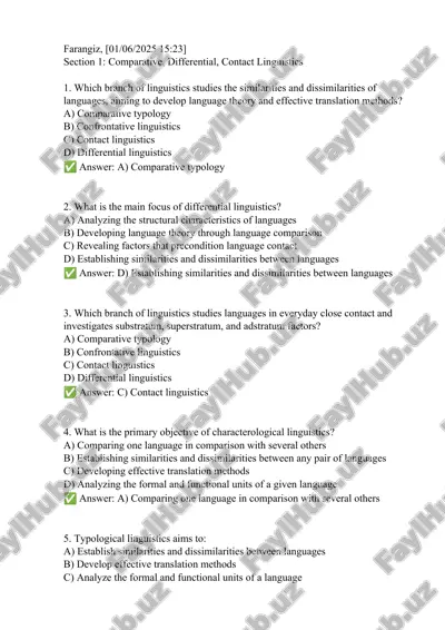 comparative, differential, contact linguistics test — DOCX