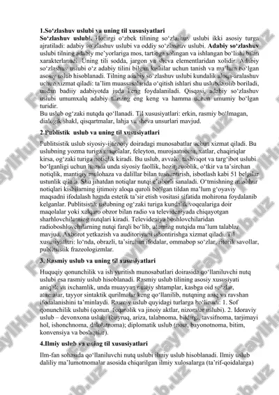 uslublar va ularning til xususiyatlari — DOCX