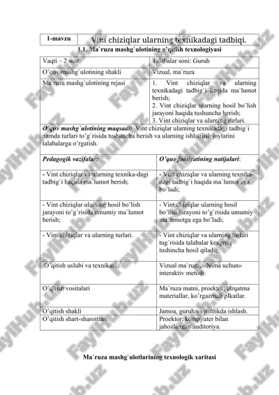 vint chiziqlar ularning texnikadagi tadbiqi — DOCX