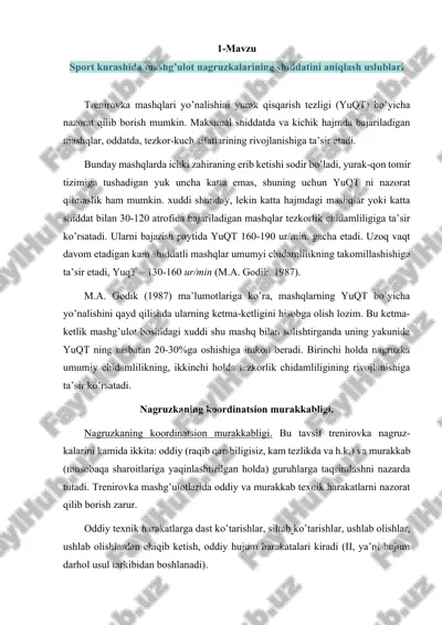sport kurashida mashg’ulot nagruzkalarining shiddatini aniqlash uslublari — DOCX