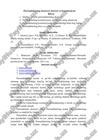 parrandalarning ekstereri, intereri va konstitusiyasi — DOCX
