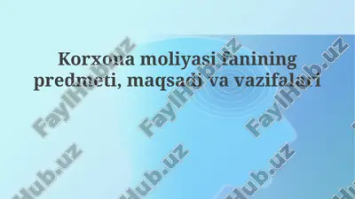 korporativ moliya sifati — PPTX