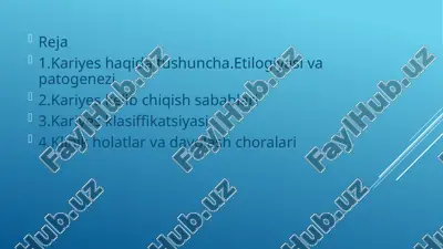 kariyes etiologiyasi va patagenezi — PPTX