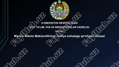 nikolo makiavellining moliya sohasiga qoʻshgan hissasi — PPTX