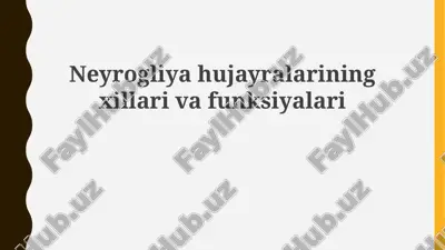 neyrogliya hujayralarining xillari va funksiyalari — PPTX
