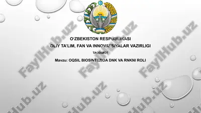 oqsil biosintezida dnk va rnkni roli — PPTX