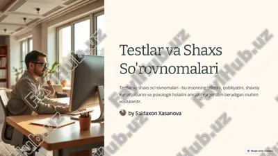 testlar va shaxs so'rovnomalari — PPTX