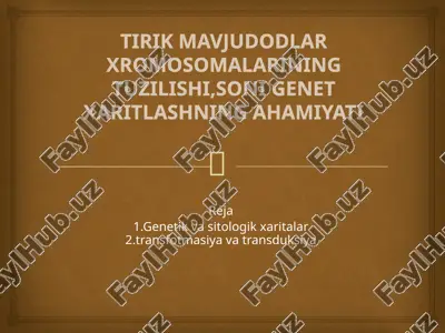 xromosomalarning genetik xaritasi deb muayyan xromosomada — PPTX