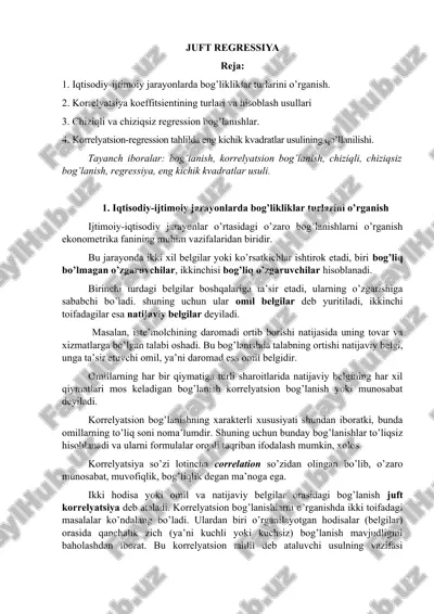 iqtisodiy-ijtimoiy jarayonlarda bog’likliklar turlarini o’rganish — DOCX