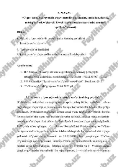 tasviriy san’at o’qitish metodikasi — DOCX