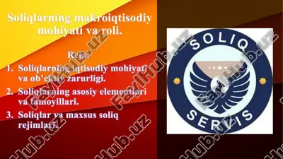soliqlarning iqtisodiy mohiyati — PPTX