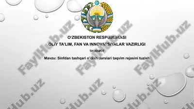 sinfdan tashqari o'qish darslari taqvim rejasini tuzish — PPTX